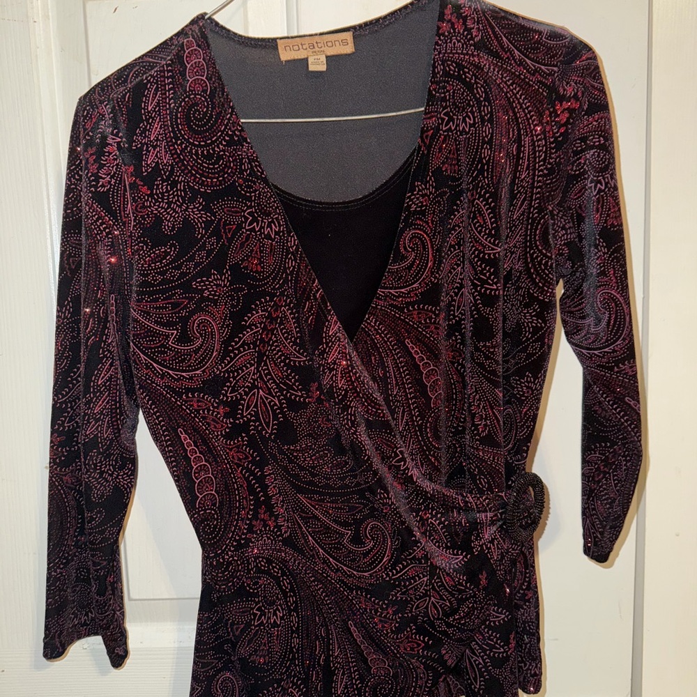 Notations Black and Pink Paisley Top
